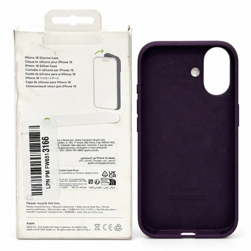 Apple iPhone 16 Silicone Case with MagSafe Plum Purple A3313 With Box